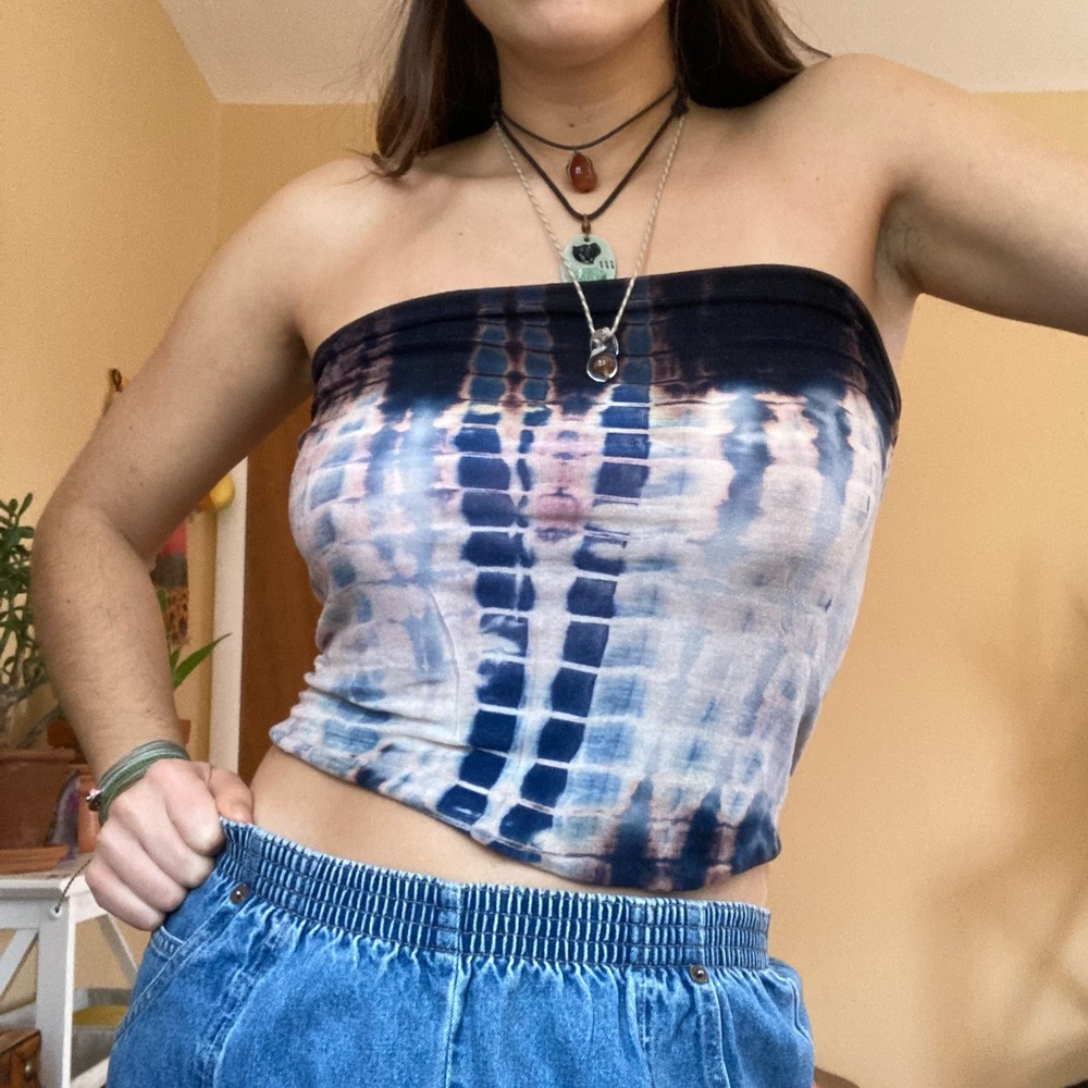 Tie die boho bandeau tube top